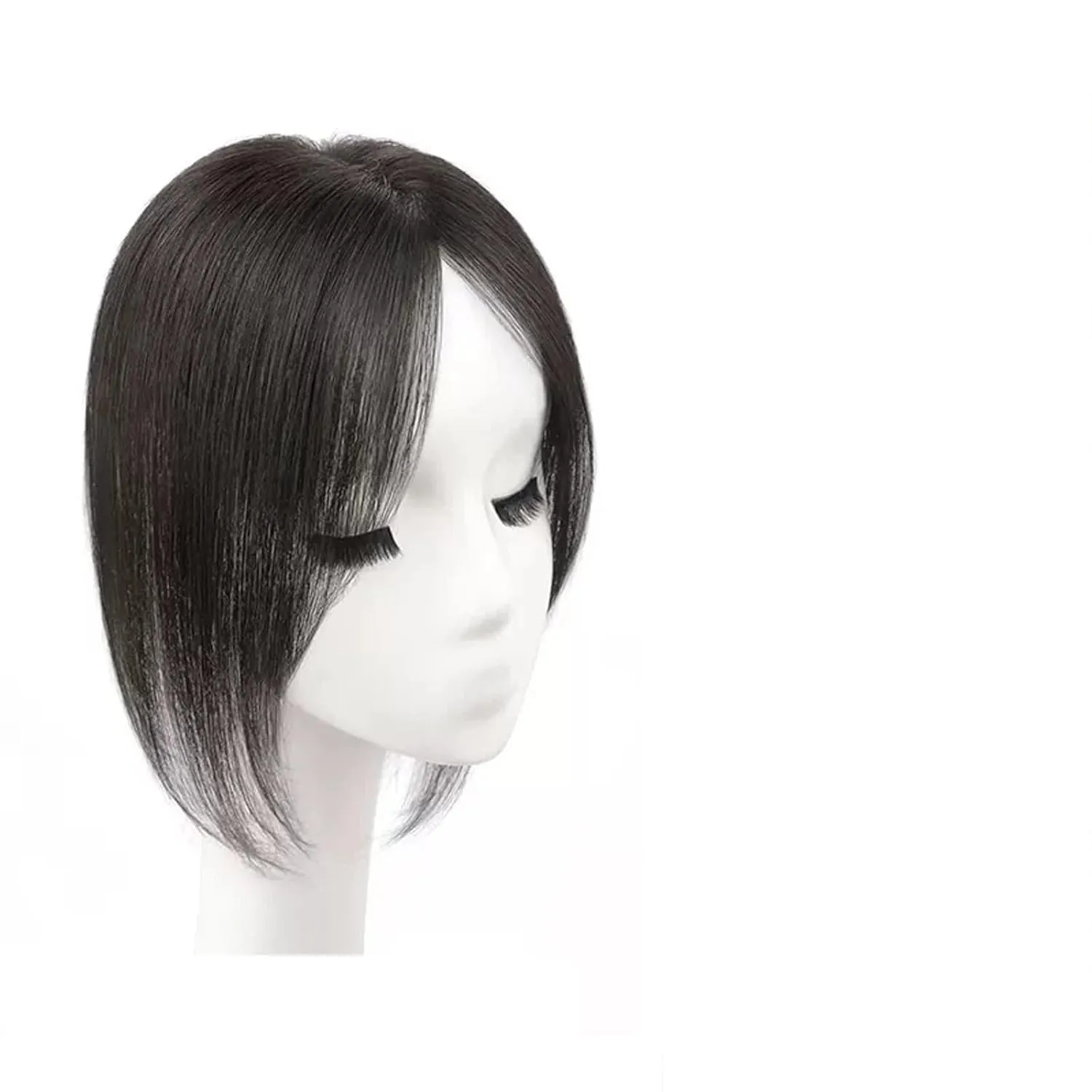 Women's Wig Bangs Wig Piece Full Real Human Hair Patch Fluffy Increase Hair Volume Fluffy Cover Gray Hair Women's Wigs Hair Piece(07-(10-12) 30CM-black)
