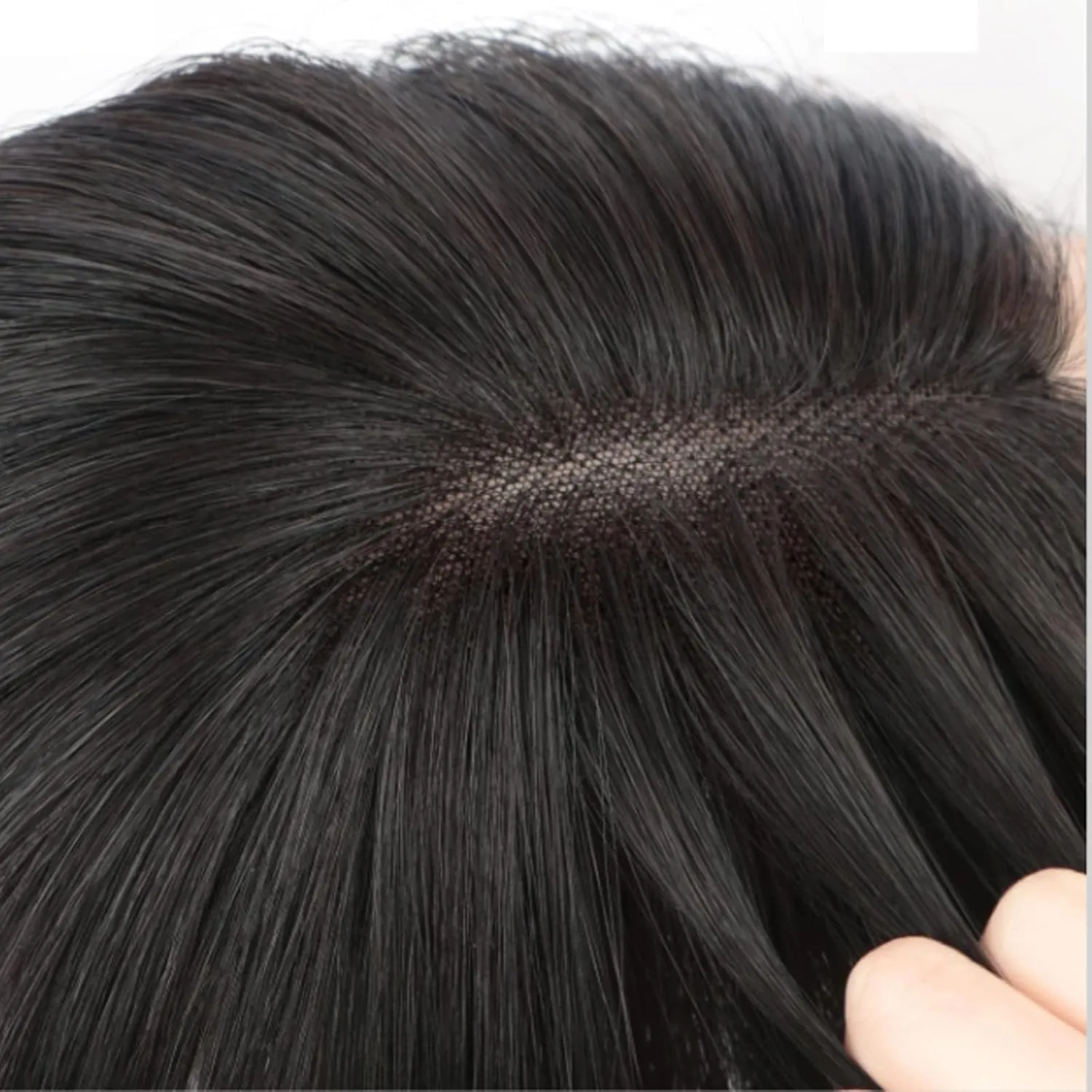 Women's Wig Bangs Wig Piece Full Real Human Hair Patch Fluffy Increase Hair Volume Fluffy Cover Gray Hair Women's Wigs Hair Piece(17-(7-9) 25CM-black)