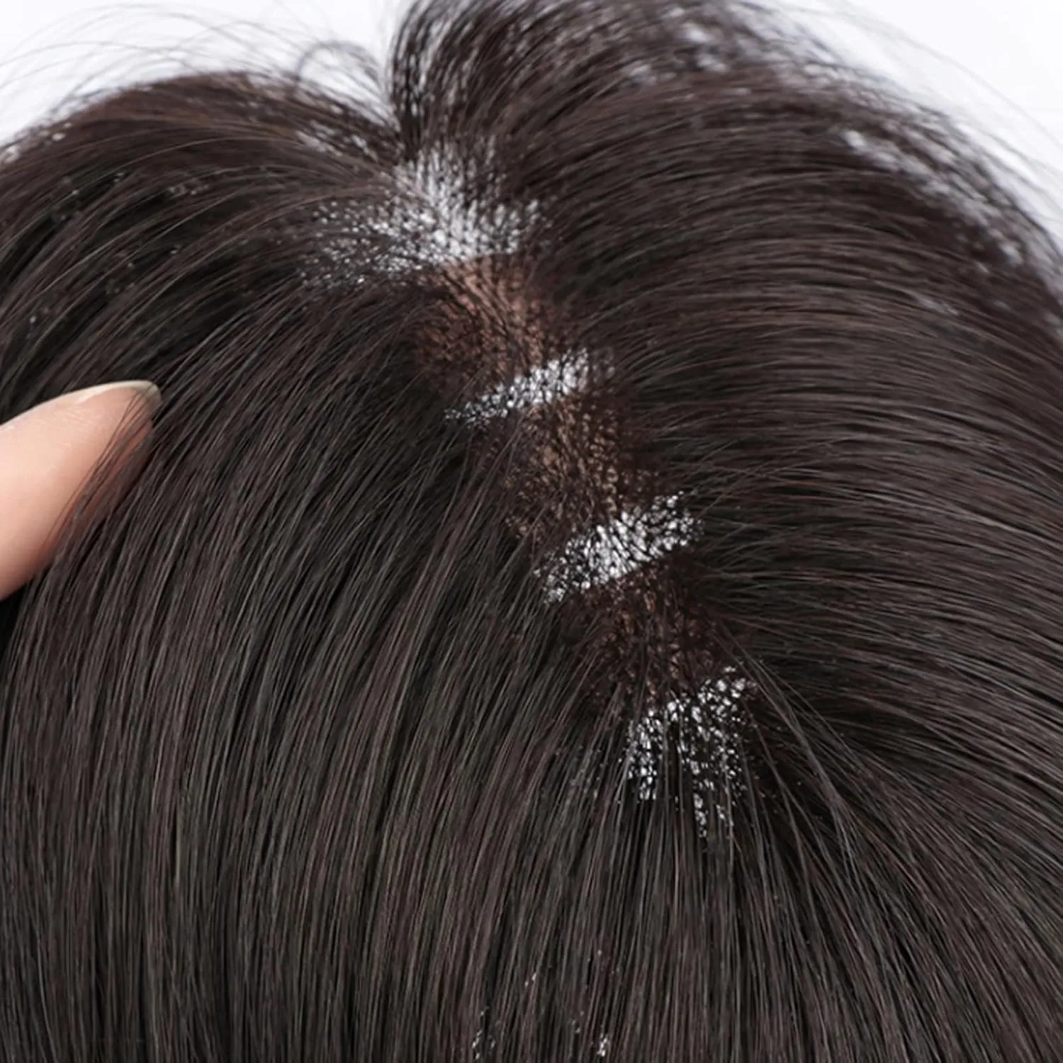 Women's Wig Bangs Wig Piece Full Real Human Hair Patch Fluffy Increase Hair Volume Fluffy Cover Gray Hair Women's Wigs Hair Piece(17-(7-9) 25CM-black)