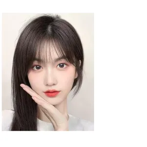 Women's Wig Bangs Wig Piece Full Real Human Hair Patch Fluffy Increase Hair Volume Fluffy Cover Gray Hair Women's Wigs Hair Piece(17-(7-9) 25CM-black)