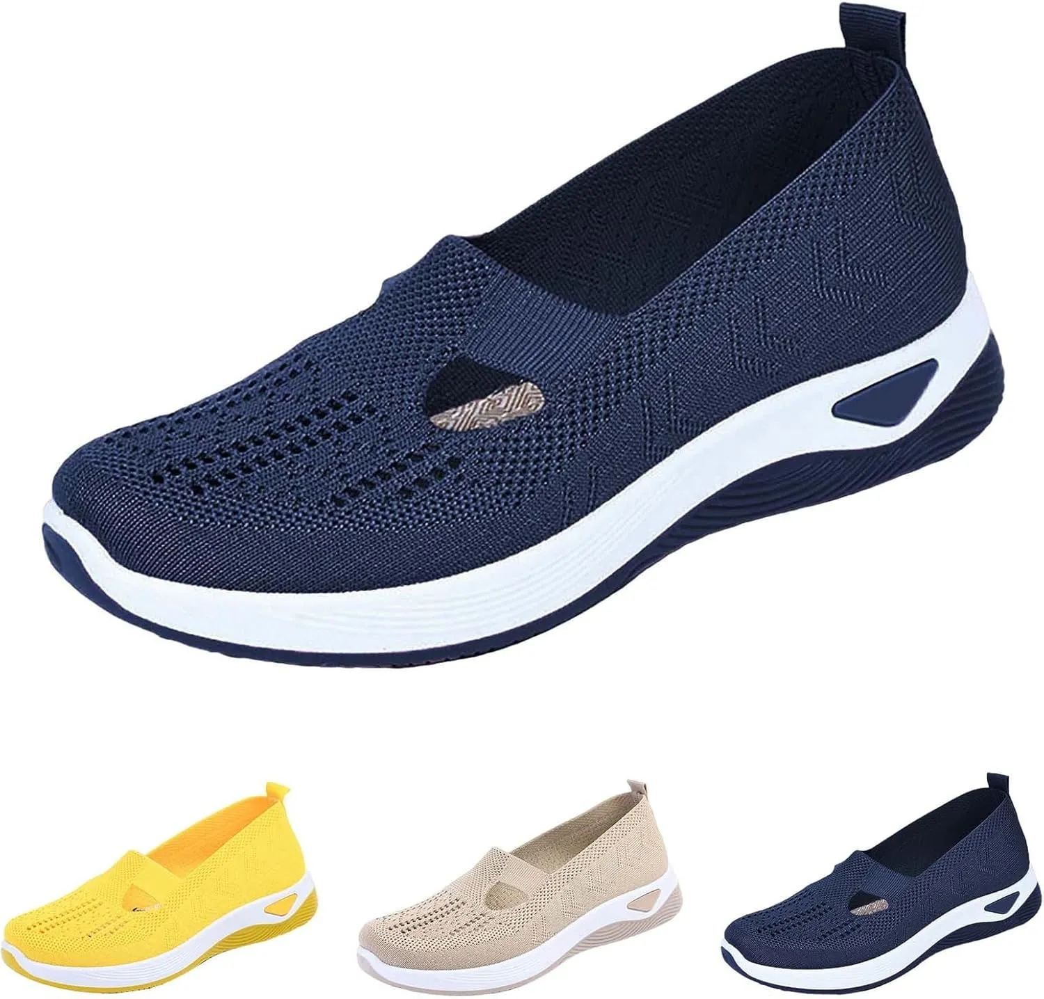 Womens Woven Orthopedic Walking Shoes Breathable Arch Support Sneakers for Heel Pain Relief Lightweight Anti Skid