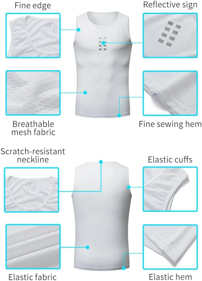 WOSAWE Men's Biking Base Layer Vest Cycling Sleeveless Undershirt Quick Drying