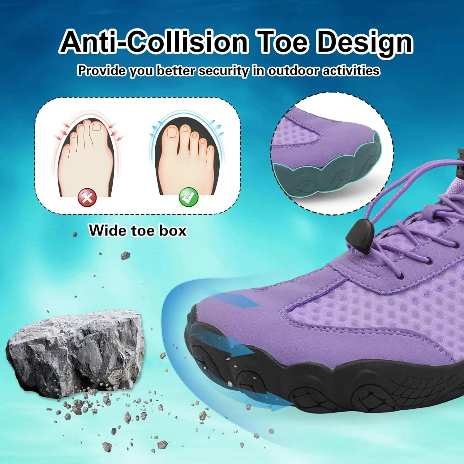 XIHALOOK Water Hiking Shoes for Women Men Barefoot Wide Toe Minimalist Shoes for Beach Swim River Pool Lake Surfing Training