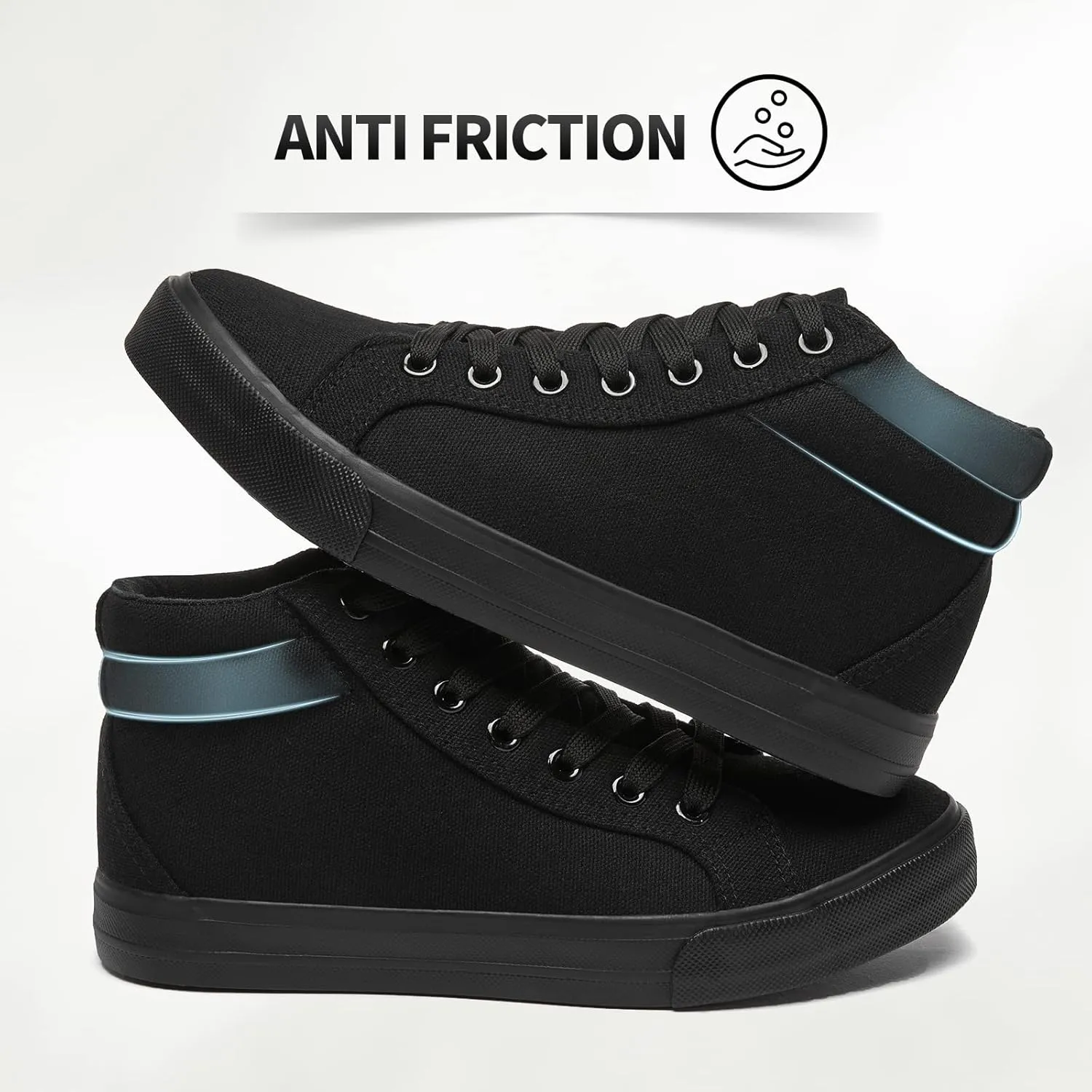 XRH Women Black Canvas High Tops Sneaker for Walking,White Non Slip Hi Top Lace up Shoes,Casual Fashion Mid Top Sneaker(Comfortable,Breathable,Trendy)