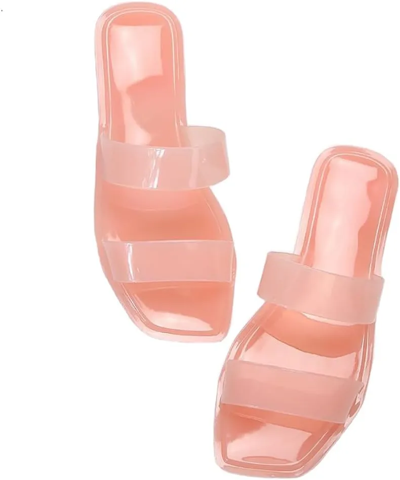 xsby Women's Clear Sandals Transparent Flat Sandals Dressy Summer Open Toe Beach Sandals