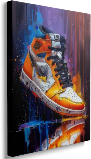 Ypxzzj Graffiti Style Sneaker Canvas Wall Art Sport Basketball Shoe Picture Posters Artwork Modern Urban Sports Prints for Living Room Bedroom Home Decor Framed Ready to Hang(16''x24'')