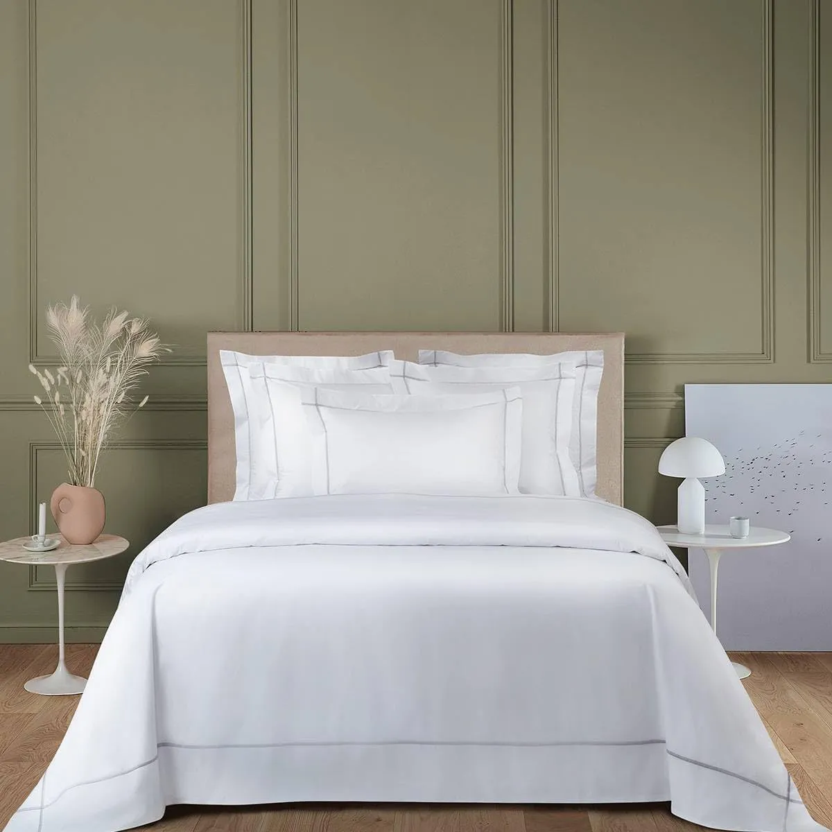 Yves Delorme Athéna Silver (Light Grey) King 110 x 94 in Duvet Cover Extra Soft and Cooling Luxury Sheets, 100% Natural Organic Cotton - Breathable and Durable