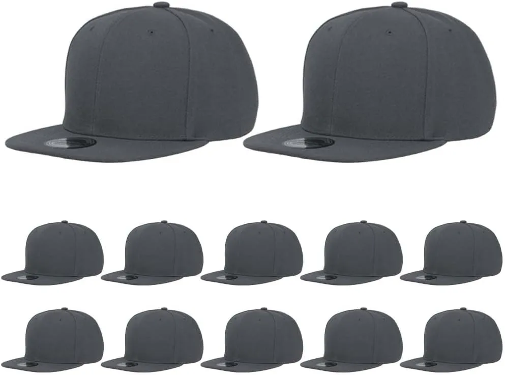 ZH Plain Flat Brim Snapback Baseball Caps Adjustable Blank Baseball Caps Wholesale 12 Pack…