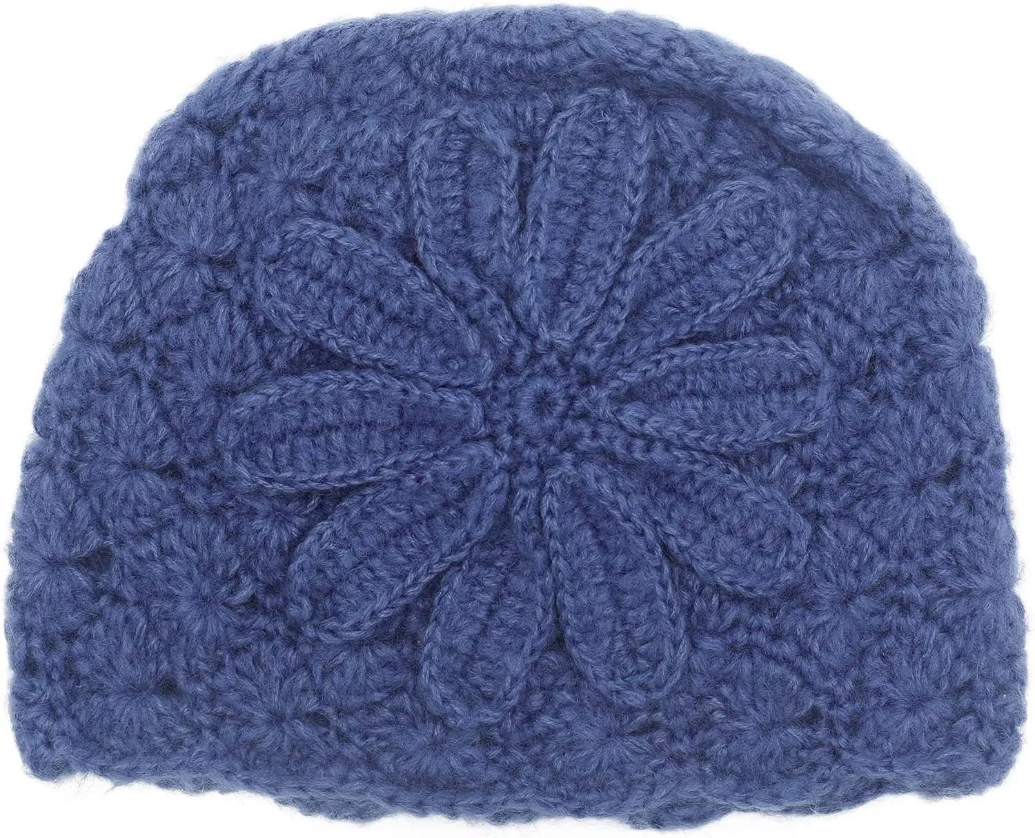 ZLYC Women Winter Knit Beanie Hat Soft Crochet Skullies Beanies with Flower Accent